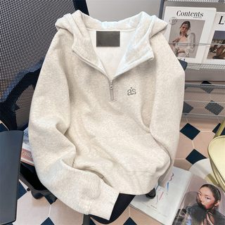 빈티지 하프집업 후드티 남녀공용 기모 루즈핏 커플 캐주얼 맨투맨
