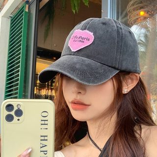 여성 대두핏 하트 빈티지 볼캡 얼굴 작아 보이는 면 100% 자외선 차단 야구모자