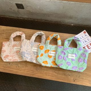 프렌치 자수 플라워 캔버스 토트백 여성 도시락 가방 손가방 데일리 외출용