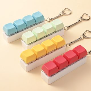 4키 기계식 키보드 키캡 키링 마카롱 컬러 스트레스 해소 손가락 누르기 장난감