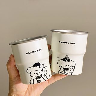 304 스테인리스 강아지 양치컵 커플용 휴대용 칫솔컵 2종