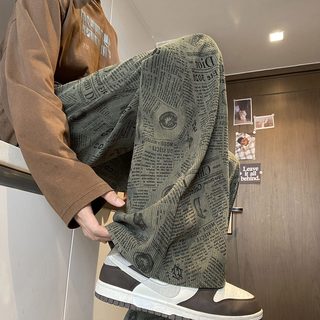 남성 코듀로이 와이드 팬츠 루즈핏 스트레이트 스트링 가을 캐주얼 긴바지