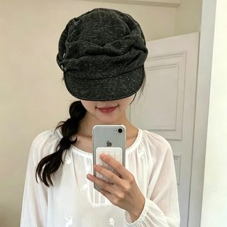 가을겨울 여성 보도캡 버튼 주름 팔각 베레모 스타일 니트 문예감 뉴스보이캡