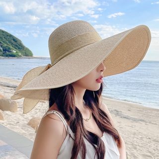 여름 여성 밀짚모자 대챙 자외선차단 바캉스 해변모자 조절식 접이식 한국풍 데일리