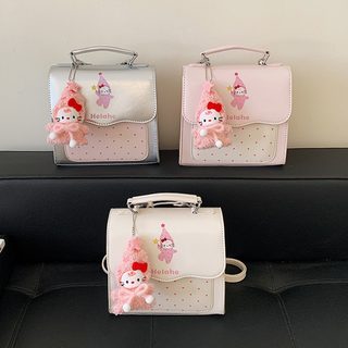 카툰 키티풍 별 캐릭터 여성 미니 백팩 도트 패턴 PU 가죽 심플 데일리 가방