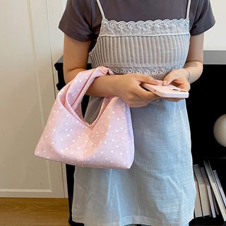 도트 패턴 한국 스타일 여성 핸드백 중형 캐주얼 데일리 토트백 통근용