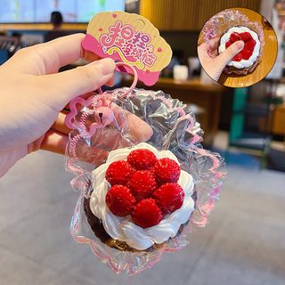 딸기 케이크 말랑이 키링 식품급 실리콘 스트레스 해소 스퀴시 가방 장식