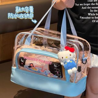 투명 방수 비치백 대용량 수영 가방 건습분리 지퍼 손잡이 크로스백