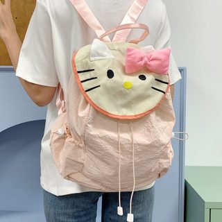 키티 리본 백팩 여성용 가벼운 데일리 대용량 나일론 캐주얼 배낭