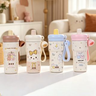 YES-WATER 마카롱 컬러 손잡이 빨대 보온병 501-600ml 휴대용 텀블러