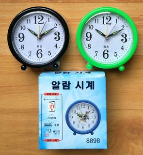 원형 심플 가정용 전자 알람시계 3인치 배터리 탁상 알람시계