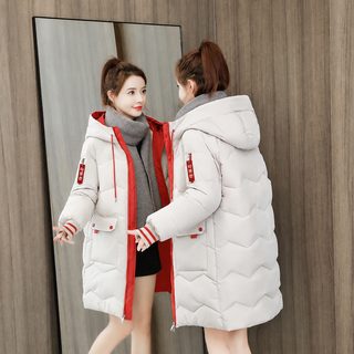여성 겨울 롱패딩 솜패딩 후드넥 루즈핏 두꺼운 데일리 방한 코트