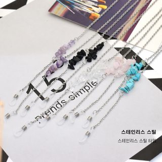 스테인리스 개성 안경줄 체인 흑요석 터키석 핑크 퍼플 투명 크리스탈 안경