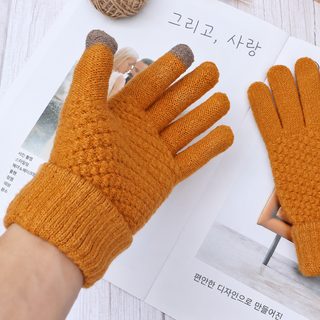 공장 직판 겨울 남녀 학생 자카드 터치스크린 기모 두꺼운 커플 보온 장갑