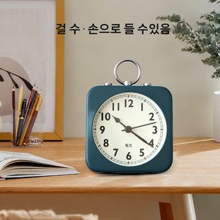 북유럽 메탈 무소음 알람시계 학생용 침대 옆 탁상시계 야광 아날로그 시계