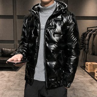 밝은 패딩 남성 짧은 통로 압문 청년 한국판 슬림 후드 캐주얼 얇고 가벼운