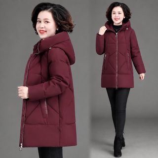 여성 겨울 솜패딩 후드 외투 빅사이즈 엄마 패딩 중장기장 방한 점퍼 6XL