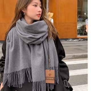 여성 두꺼운 무지 인조 캐시미어 롱 머플러 65×200cm 가을 겨울 방한 숄 겸용