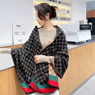 C字母长款围巾女冬季新款韩版百搭加厚披肩加厚两用双面春秋围脖