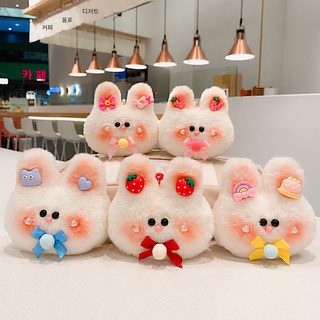 핸드메이드 넥타이 토끼 키링 인조 퍼 학생 가방걸이 생일선물 액세서리