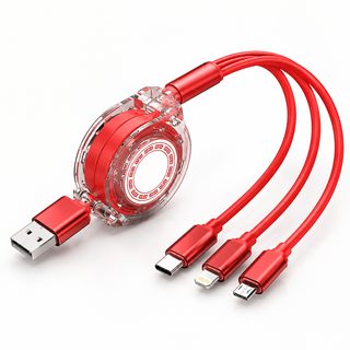 신축형 3in1 고속 충전 케이블 100W 라이트닝 Micro USB C타입 멀티 충전선 1~2m
