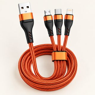 싱카이성 100W 6A 3in1 고속충전 케이블 C타입 8핀 5핀 망사 직조 1.2m 2m