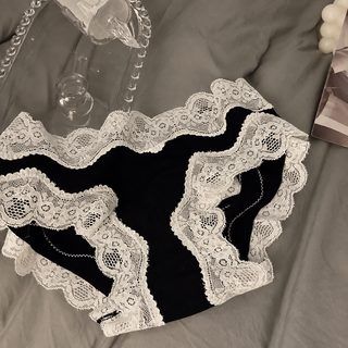 순수한 욕망 레이스 사이드 여성 팬티 허리 숙이고 엉덩이 싸고 편안한 면 가랑이 펀칭 복숭아 엉덩이 삼각바지 통기 레이스