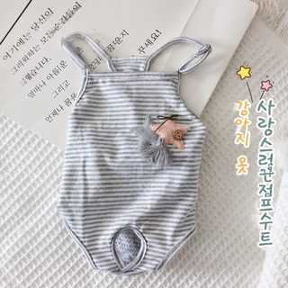 줄무늬 점프슈트 애완동물 생리바지 강아지 생리바지 테디 비숑 강아지 위