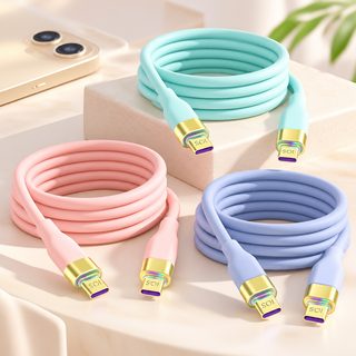 실리콘 LED 고속충전 케이블 PD 20W USB C타입 66W 호환 휴대폰 데이터 케이블