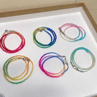 한국 신상 진주 크리스탈 목걸이 ins 칠색 크리스탈 목걸이 무지개 달콤한