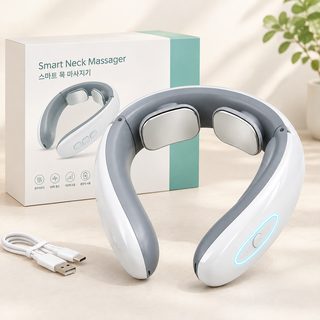 USB 충전식 EMS 펄스 경추 목 안마기 온열 마사지기 휴대용 어깨 목 마사지기