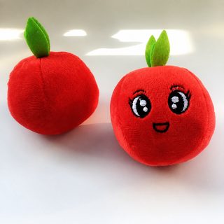 강아지 사과 모양 삑삑이 털인형 치석 관리 씹기 장난감