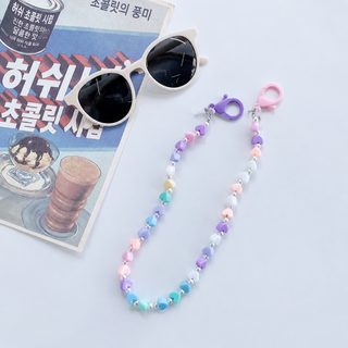 마카롱 컬러 아크릴 하트 비즈 어린이 목걸이 안경줄 마스크줄 스트랩 체인