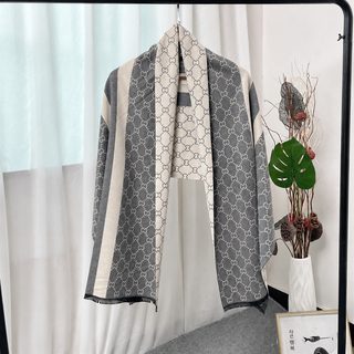 2025 뉴 겨울 여성 모조 캐시미어 줄무늬 자모 목도리 보온 두께 양면 백합
