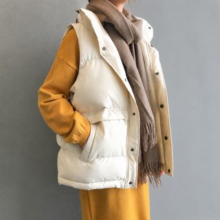 면복 조끼 여자 쇼트 두꺼운 와이드 숄더 외 입다 가을 겨울 신상 학생 ins풍 패션 한국판 조끼