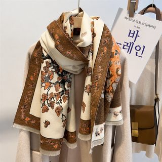 스카프 여성 가을 겨울 두께 한국판 캐시미어 모조 롱 나비 패턴 숄 겸용 보온 학생 목도리