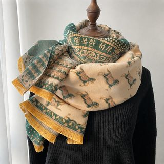 400g 가을과 겨울 신상 마차 보온 양털 목도리 여자 겨울 양면 모조 캐시미어