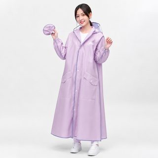 여성 성인 EVA 롱 우비 이중 챙 발까지 덮는 전신 일체형 비옷 도보 전동스쿠