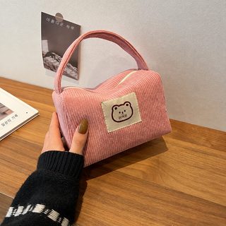 여성 코듀로이 화장품 파우치 대용량 지퍼형 세면용품 가방 학생용 귀여운