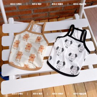 강아지 고양이 냉감 프린트 탱크톱 조끼 자외선 차단 여름 반려동물 의류