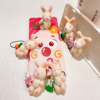 창의적인 손 소지품 토끼 핸드폰 끈 걸이 귀여운 인형 열쇠고리 털털 피규어 핸드폰 액세서리 도매