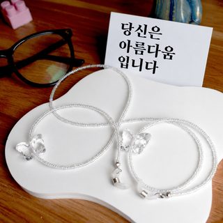 투명 인어 구슬 안경 목걸이 체인 투명 나비 장식 여성용 안경 체인 80cm 긴