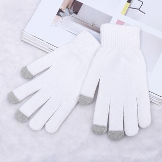 겨울 방한 터치스크린 장갑 학생용 니트 털 보온 미끄럼 방지 자전거 라이