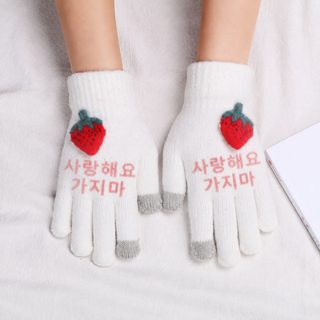 겨울 니트 자카드 기모 보온 장갑 남녀공용 야외 라이딩 터치스크린 장갑