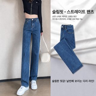 좁은 와이드 팬츠녀 2023년 신상 춘추 블루 와이드 팬츠 작은 키 여름 얇은