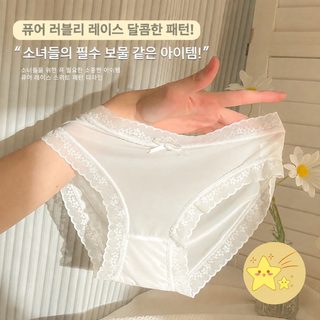 유미 요정 시리즈 ~ 무흔 여름 얇은 아이스 레이스 팬티 여자 순면 청순 팬
