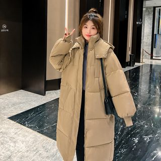 여성 겨울 후드 솜충전 롱코트 루즈핏 두꺼운 보온 외투