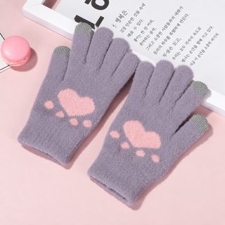 라이딩 장갑 겨울 고양이 발 방한 보온 여성 니트 터치스크린 가을 겨울 터