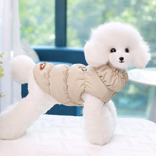 크로스보더 강아지 옷 겨울옷 조끼 보온대 단추 솜옷 강아지 옷 두 발 옷 도