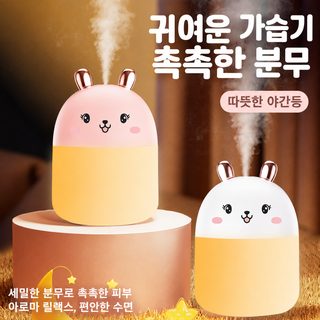 동물 캐릭터 USB 미니 가습기 책상용 차량용 무드등 초음파 가습기